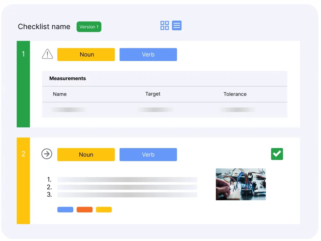 Leanbyte Werkerführung Checkliste mit digitalen Anweisungen, Messzielen und visuellen Hilfen zur Sicherstellung von Prozessstandardisierung und Trainingsqualität.